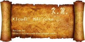 Klcsó Mónika névjegykártya